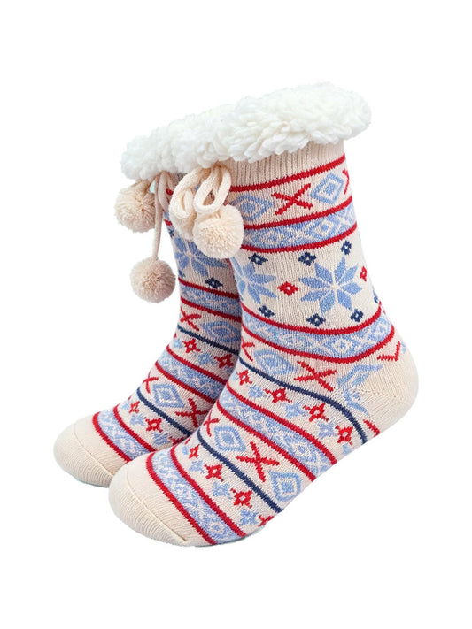 Nordic-Snowflake-Long-Slipper-Socks-in-White/Icy-Blue-On-Mannequin