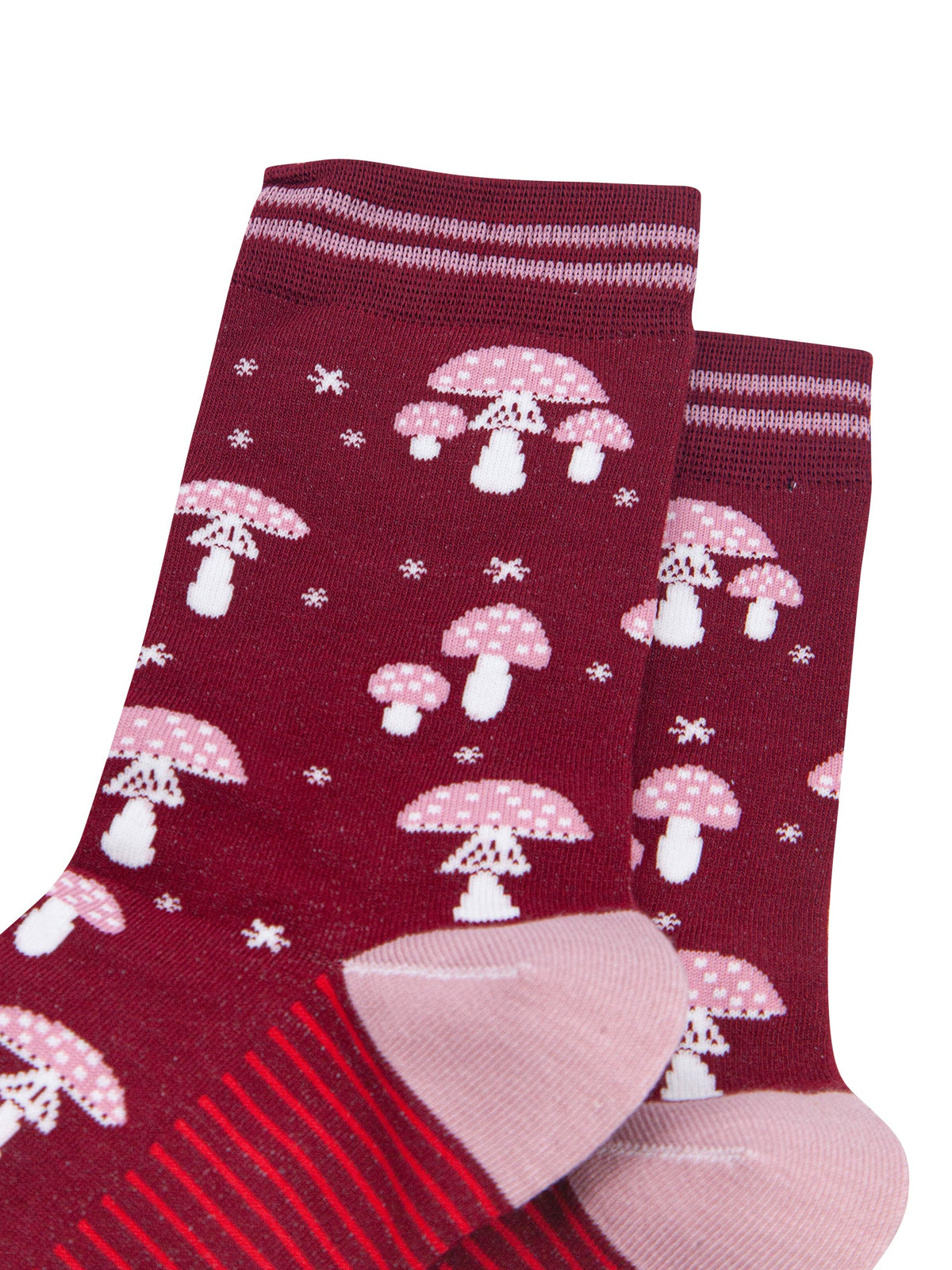Toadstool-Women's-Bamboo-Socks-in-Red-Close-Up