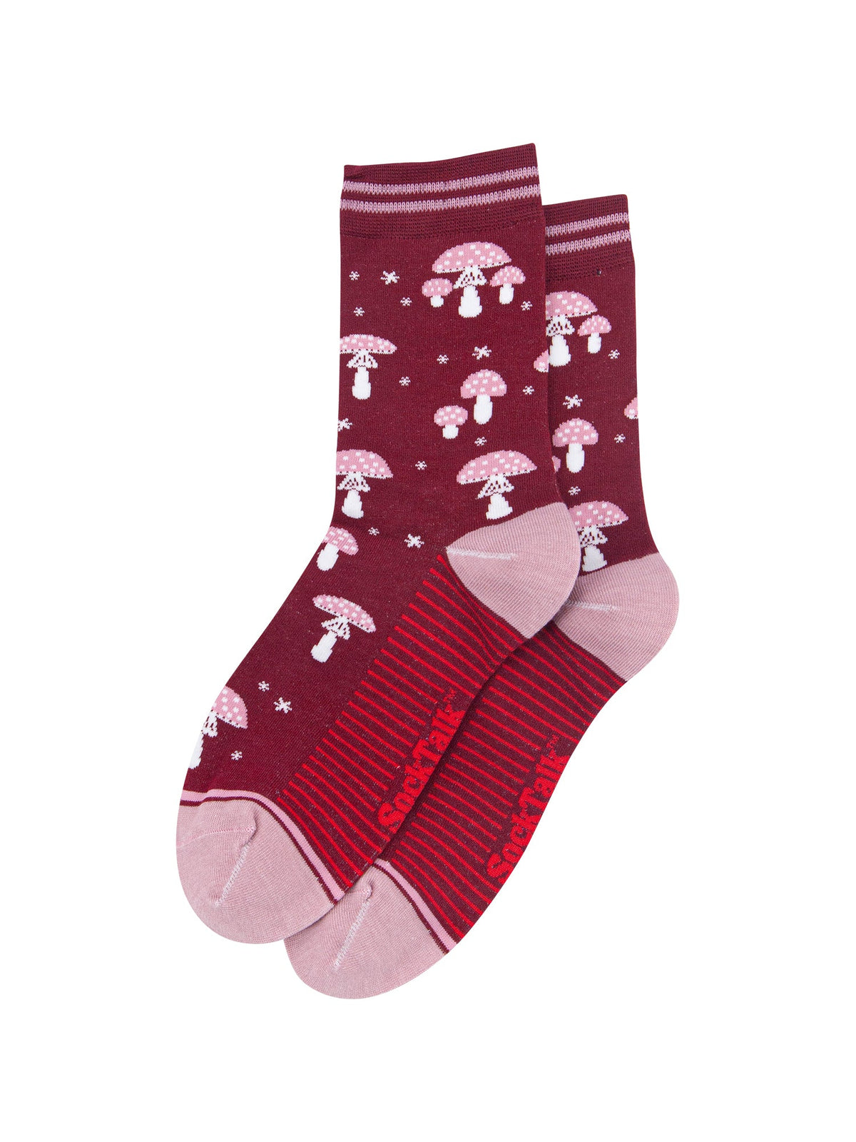 Toadstool-Women's-Bamboo-Socks-in-Red-Laid-Flat