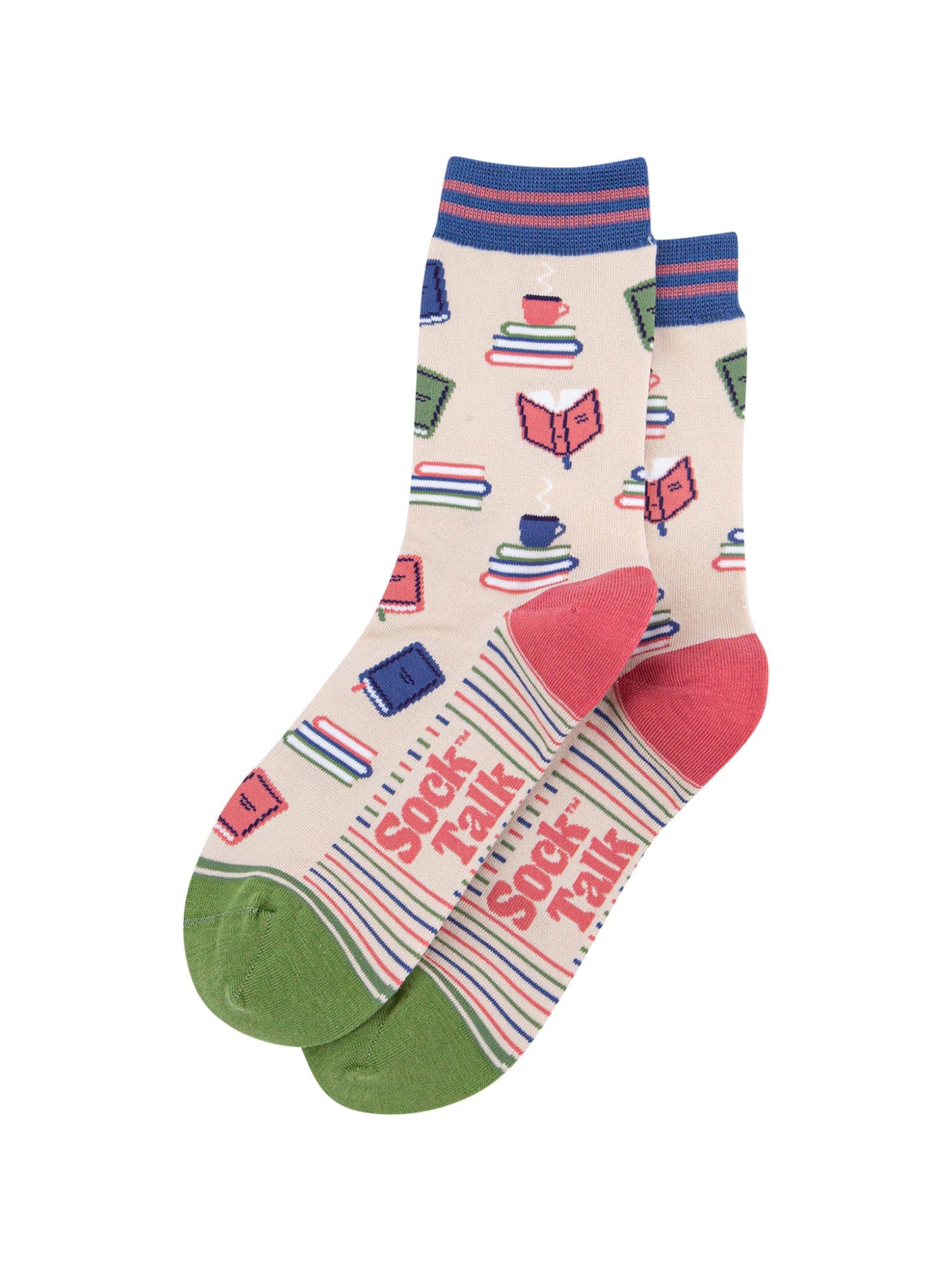 Book-Lover-Bamboo-Socks-in-Cream-Lying-Flat