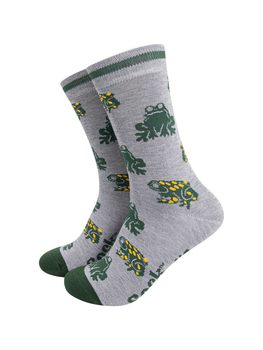 mens-bamboo-socks-grey-marl-green-frogs-pondlife
