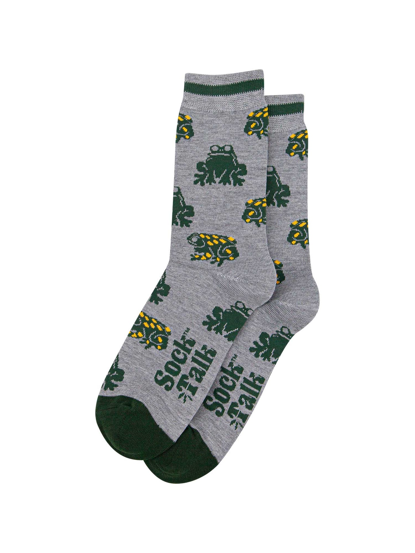 mens-bamboo-socks-grey-marl-green-frogs-laying-flat