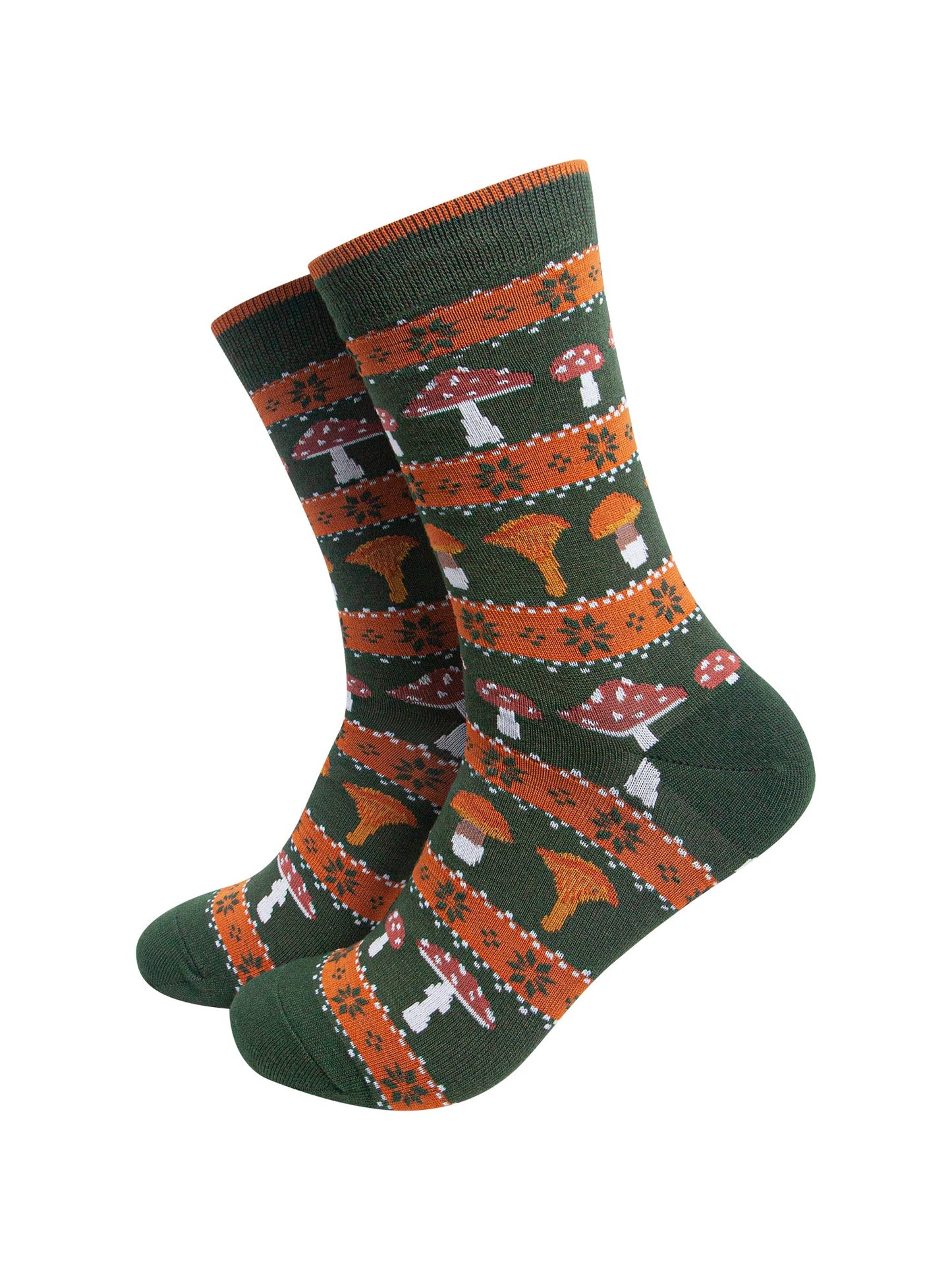 Toadstool-Men's-Bamboo-Socks-in-Forest-Green-On-Mannequin