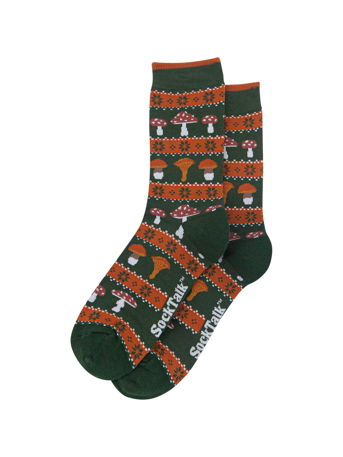 Toadstool-Men's-Bamboo-Socks-in-Forest-Green-Laid-Flat