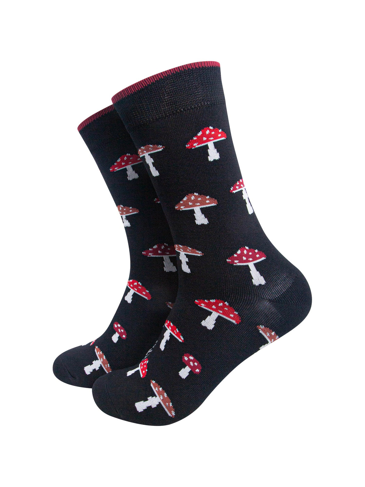 Toadstool-Men's-Bamboo-Socks-in-Black-On-Mannequin