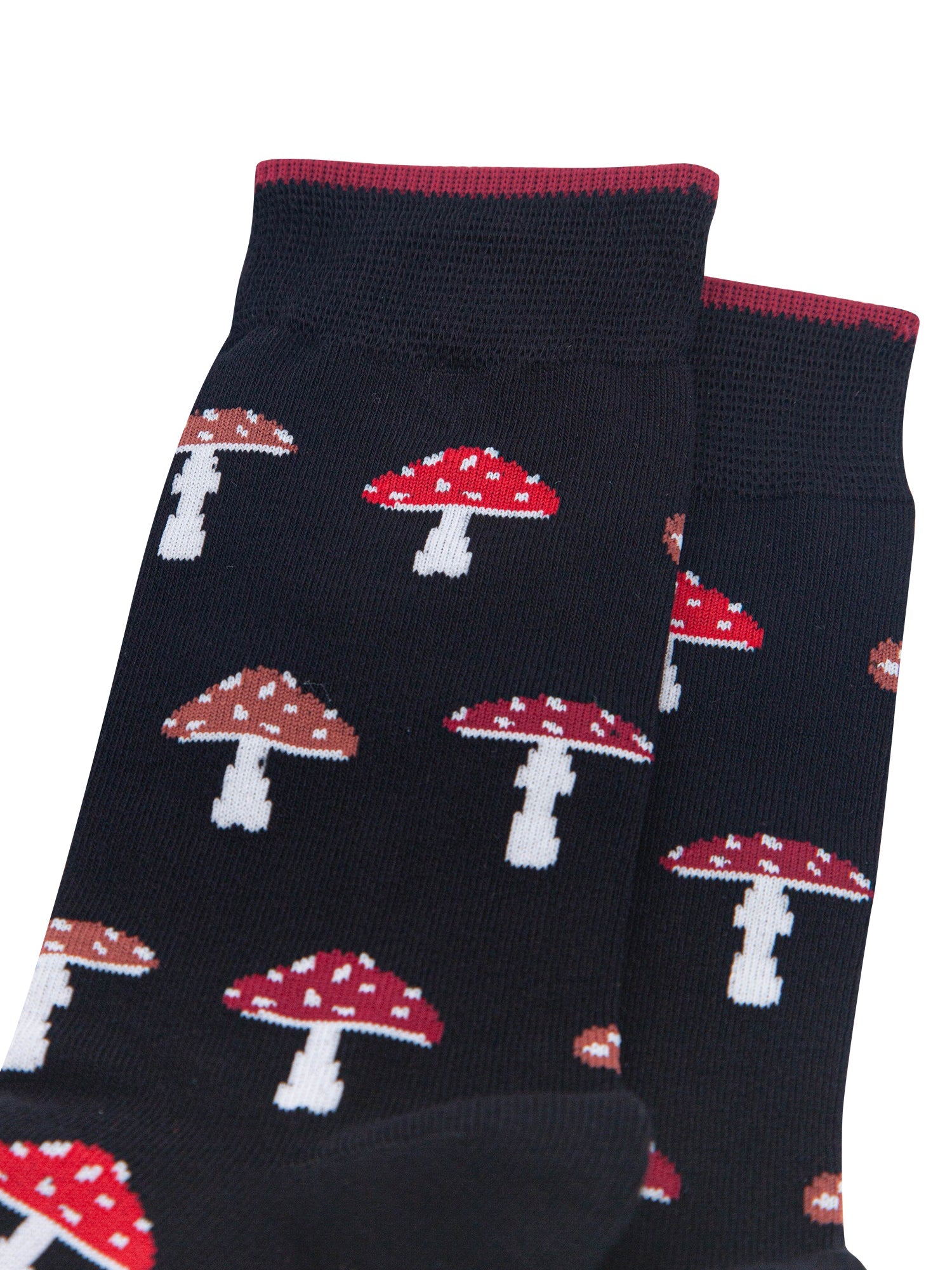 Toadstool-Men's-Bamboo-Socks-in-Black-Close-Up