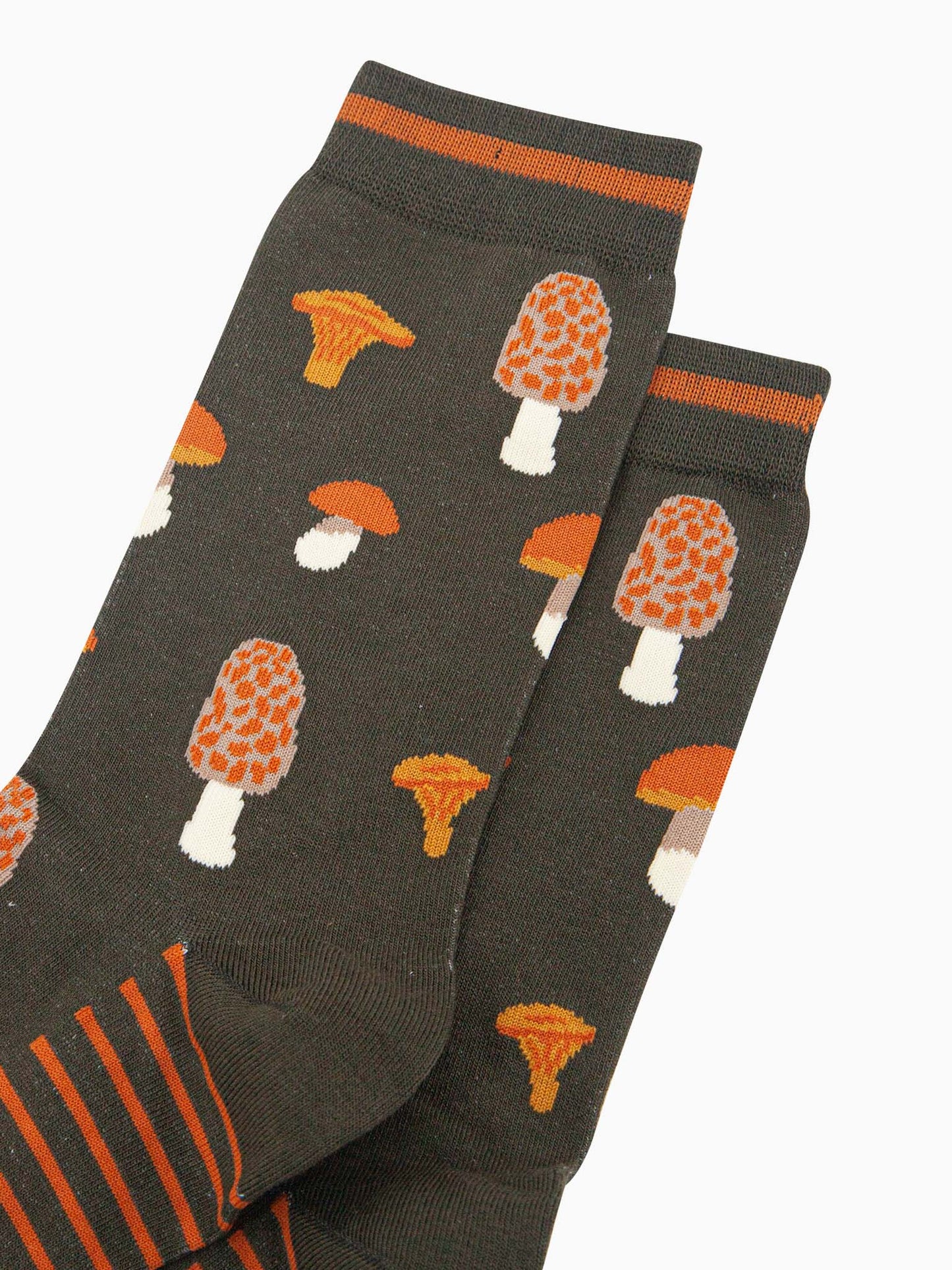 mens-bamboo-socks-khaki-mushroom-foraging-close-up-chanterelle-morel-wild