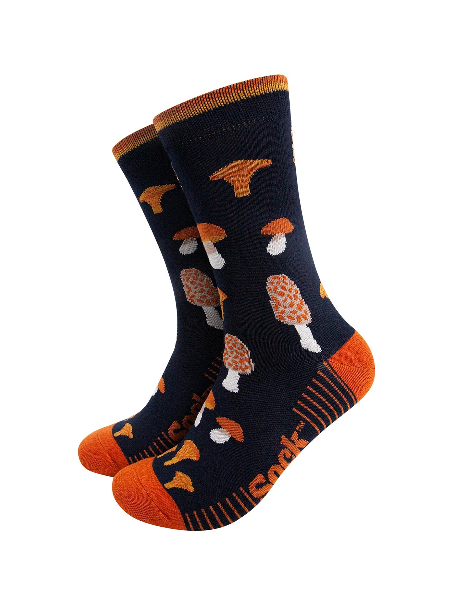 Mushroom Foraging Bamboo Socks in Navy Blue