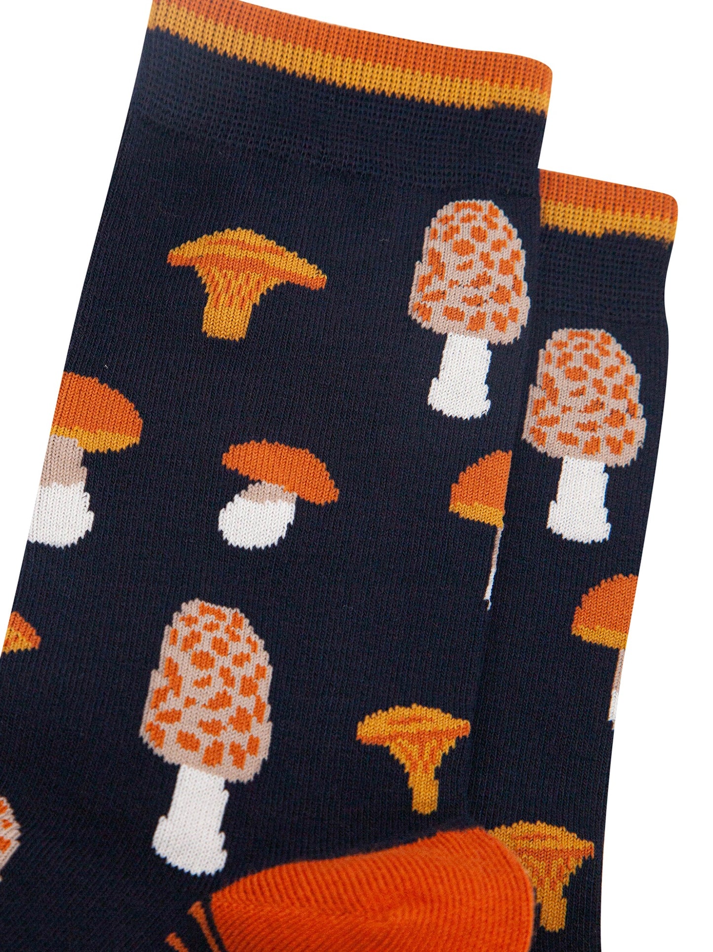 Mushroom Foraging Bamboo Socks in Navy Blue