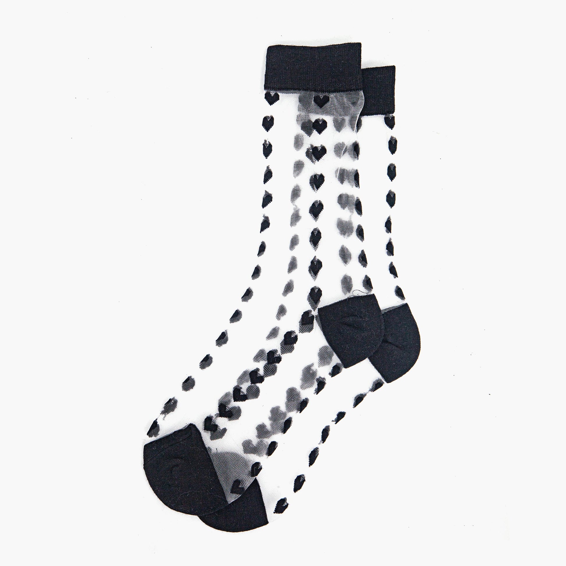 womens-sheer-ankle-socks-black-heart-laying-flat