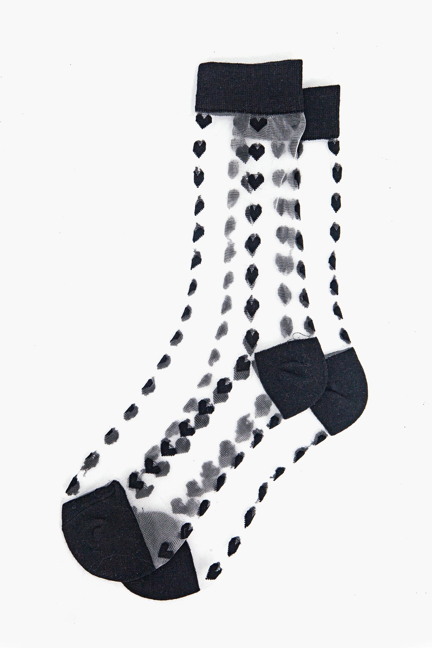 womens-sheer-ankle-socks-black-heart-laying-flat