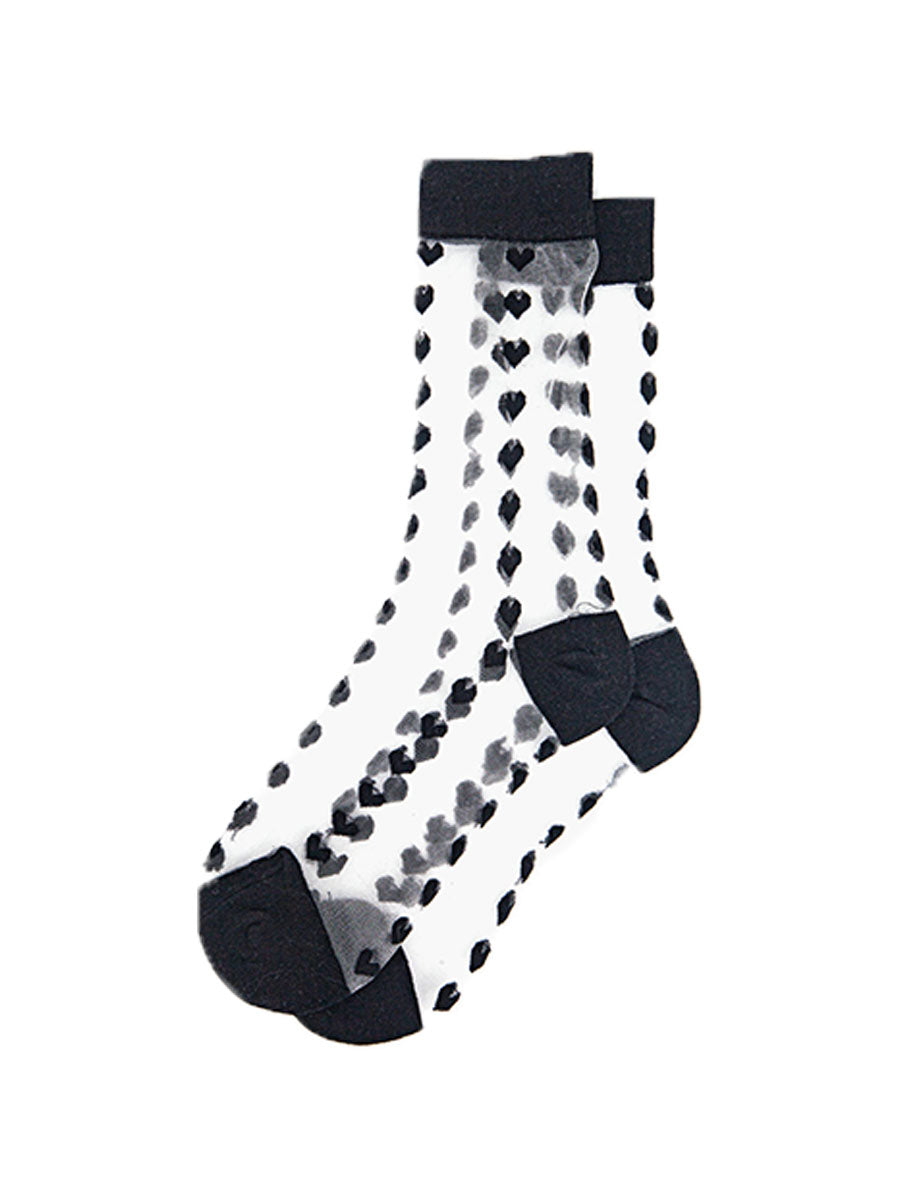 womens-sheer-ankle-socks-black-heart-laying-flat