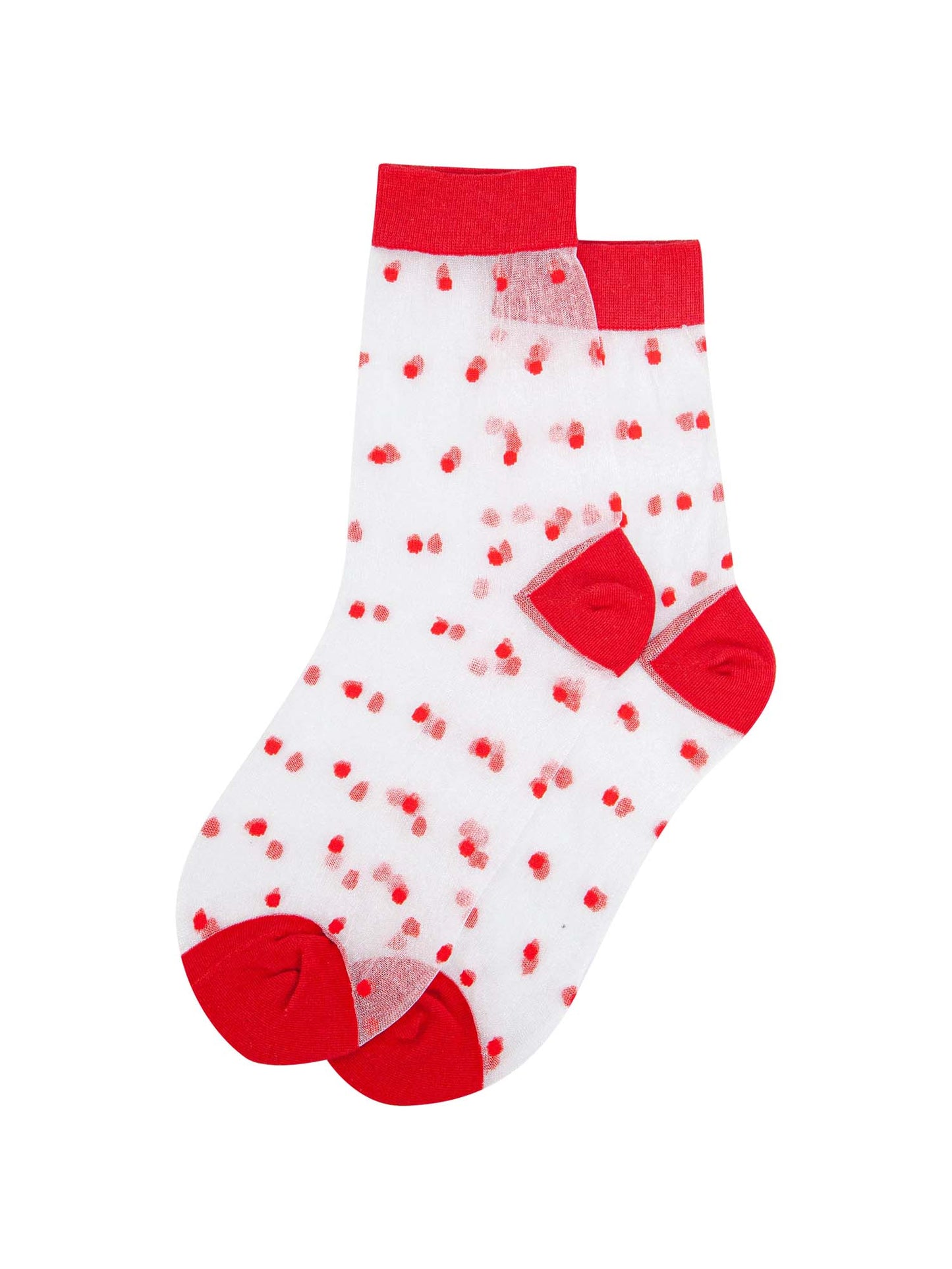 womens-sheer-ankle-socks-red-spots-sheer-polka-dot