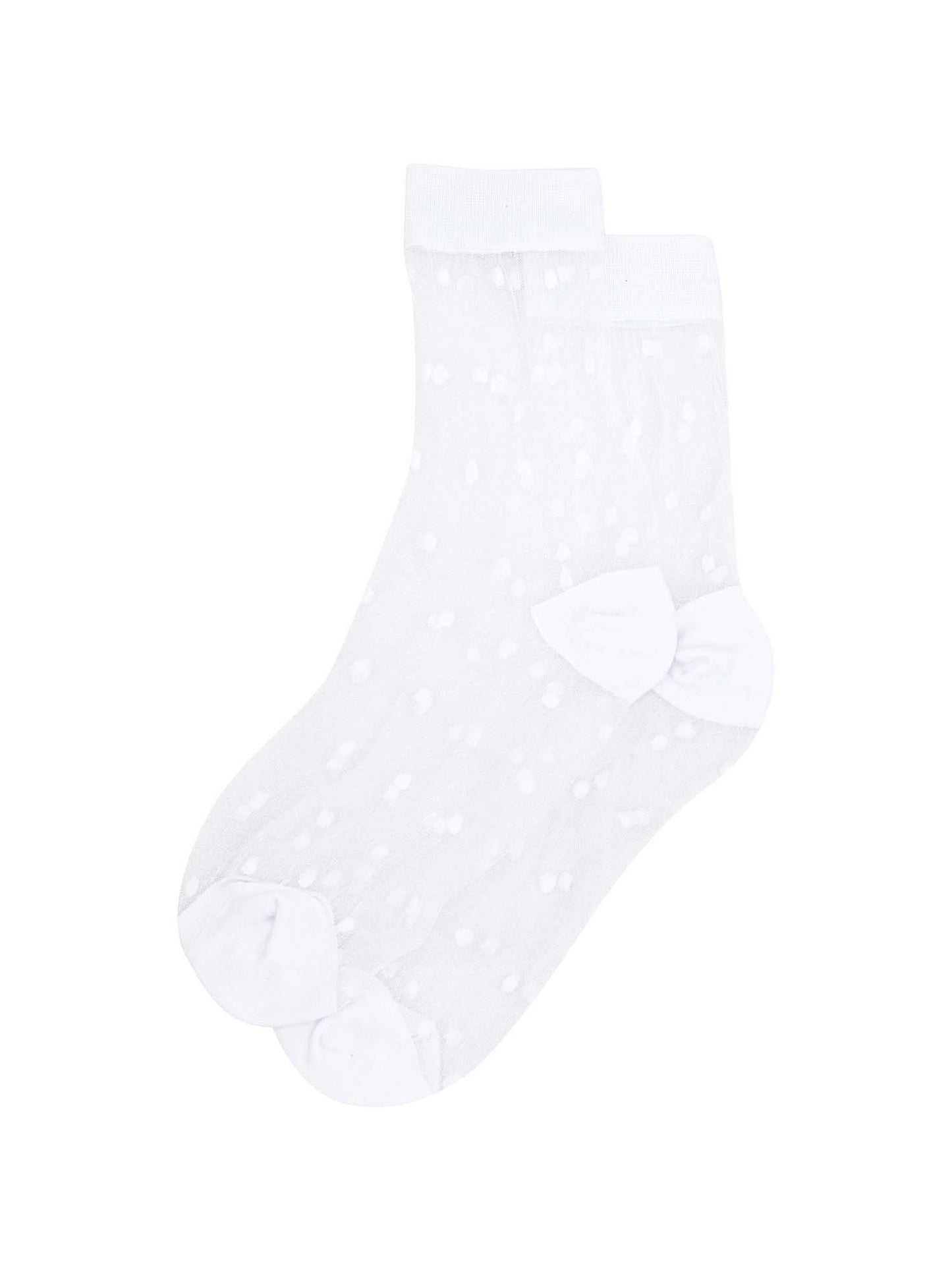 womens-sheer-ankle-socks-white-spots-laying-flat