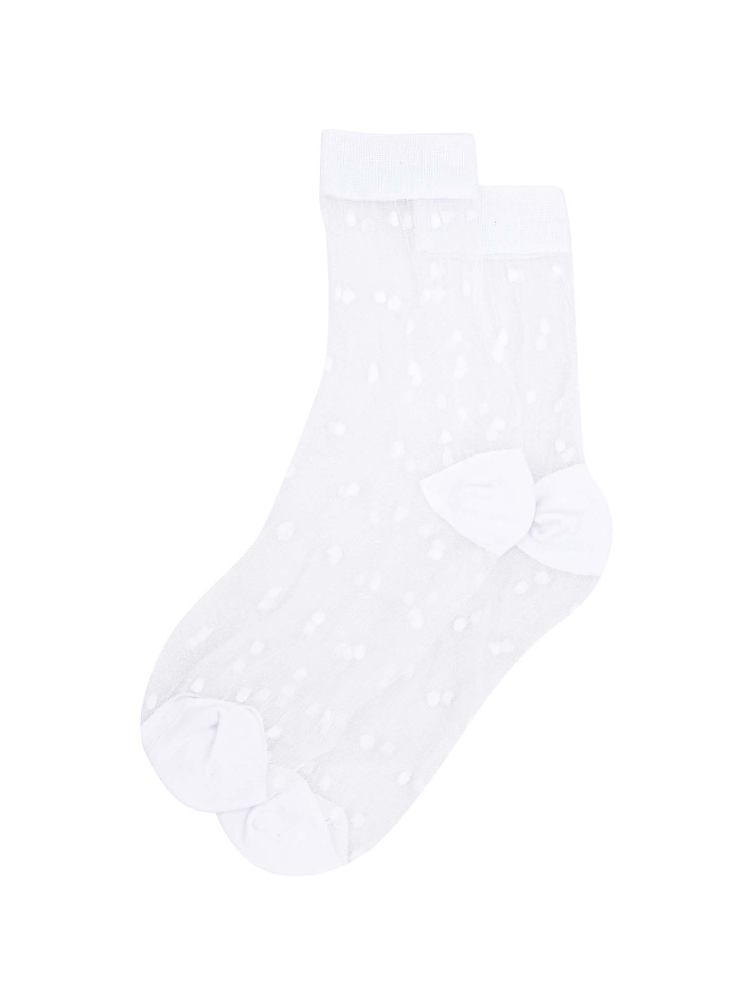 womens-sheer-ankle-socks-white-spots-laying-flat