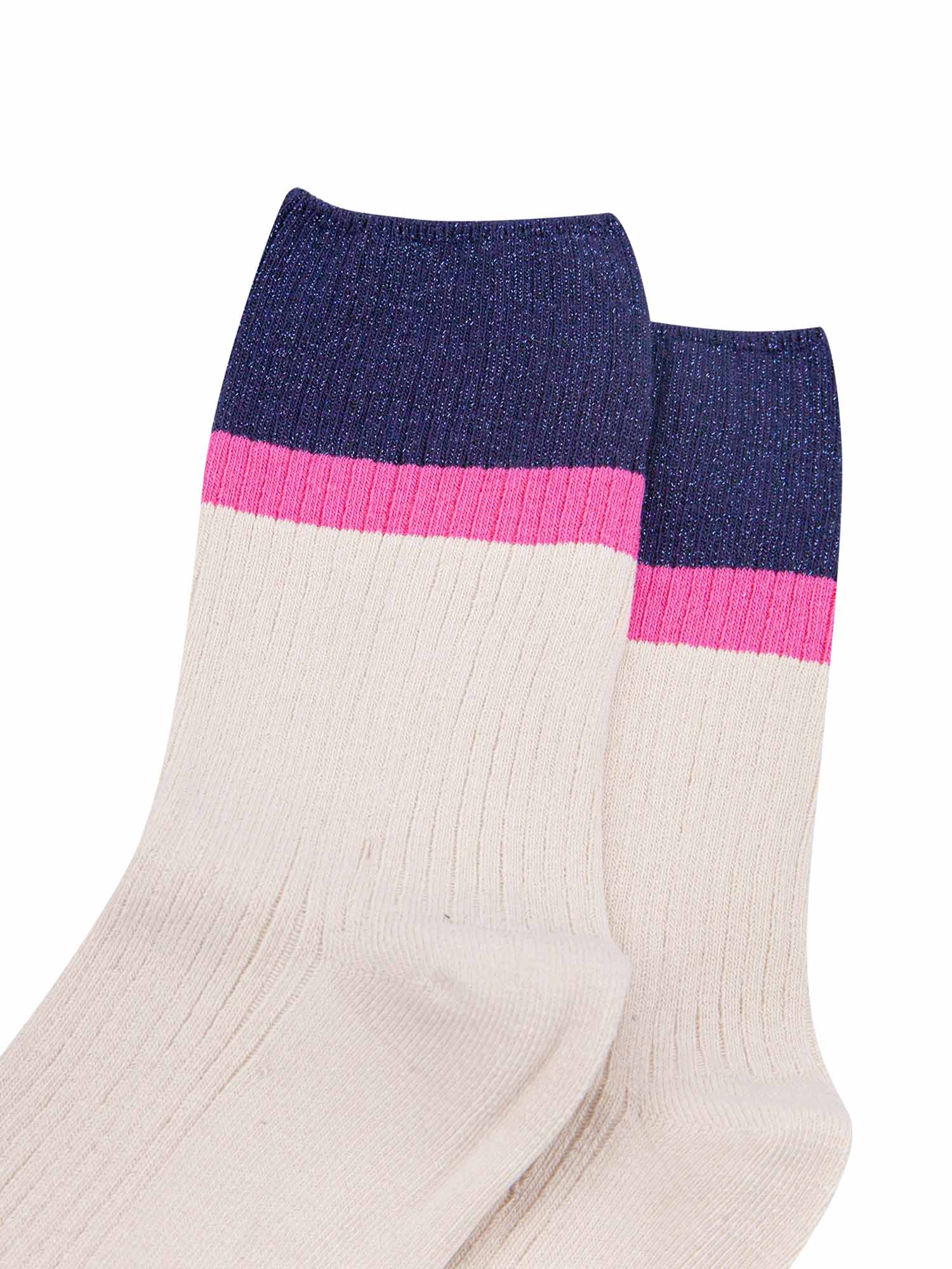 womens-mid-calf-socks-cream-navy-blue-contrast-cuff-close-up-material