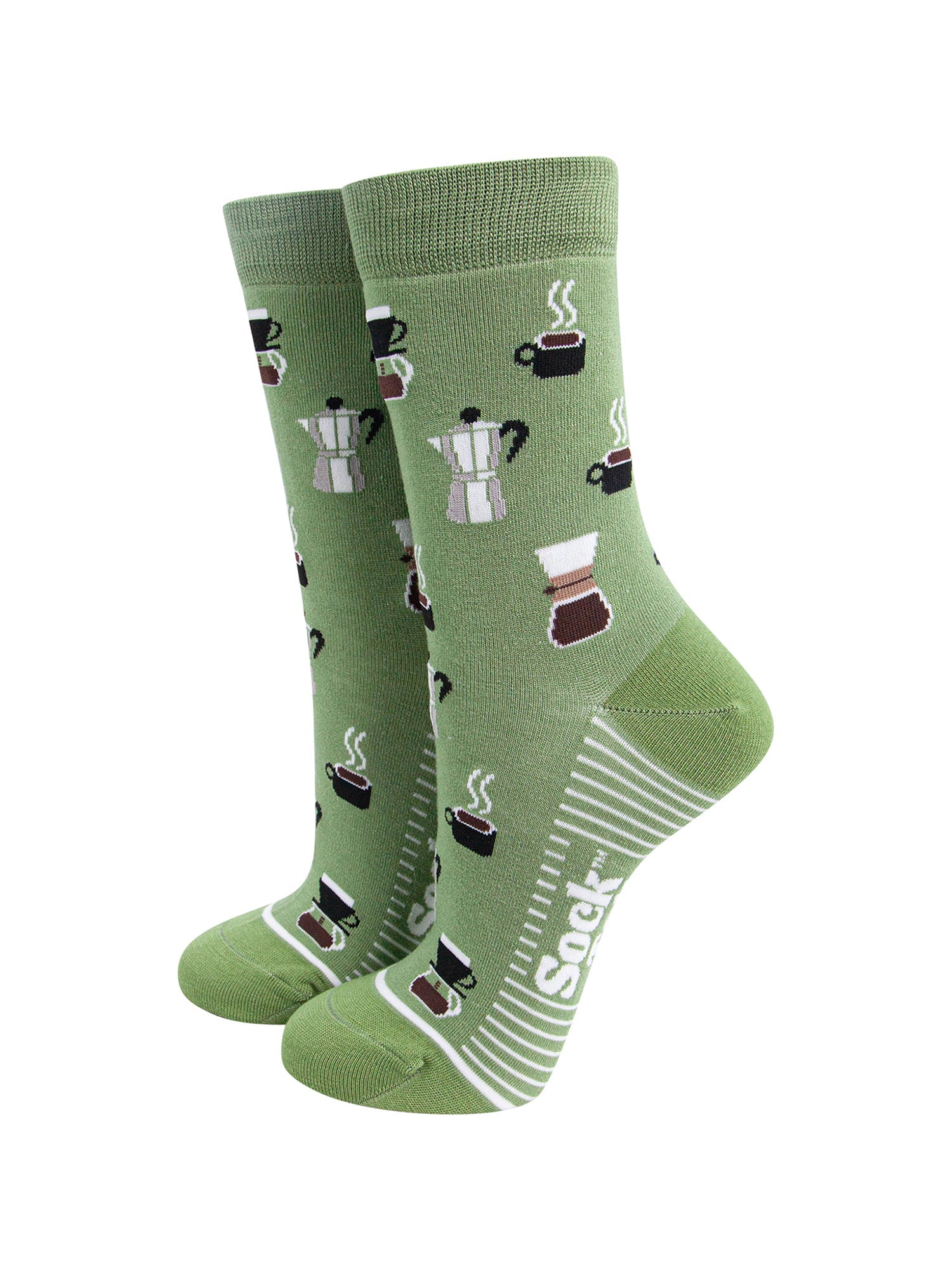 Coffee-Lovers-Bamboo-Socks-in-Green-On-Mannequin