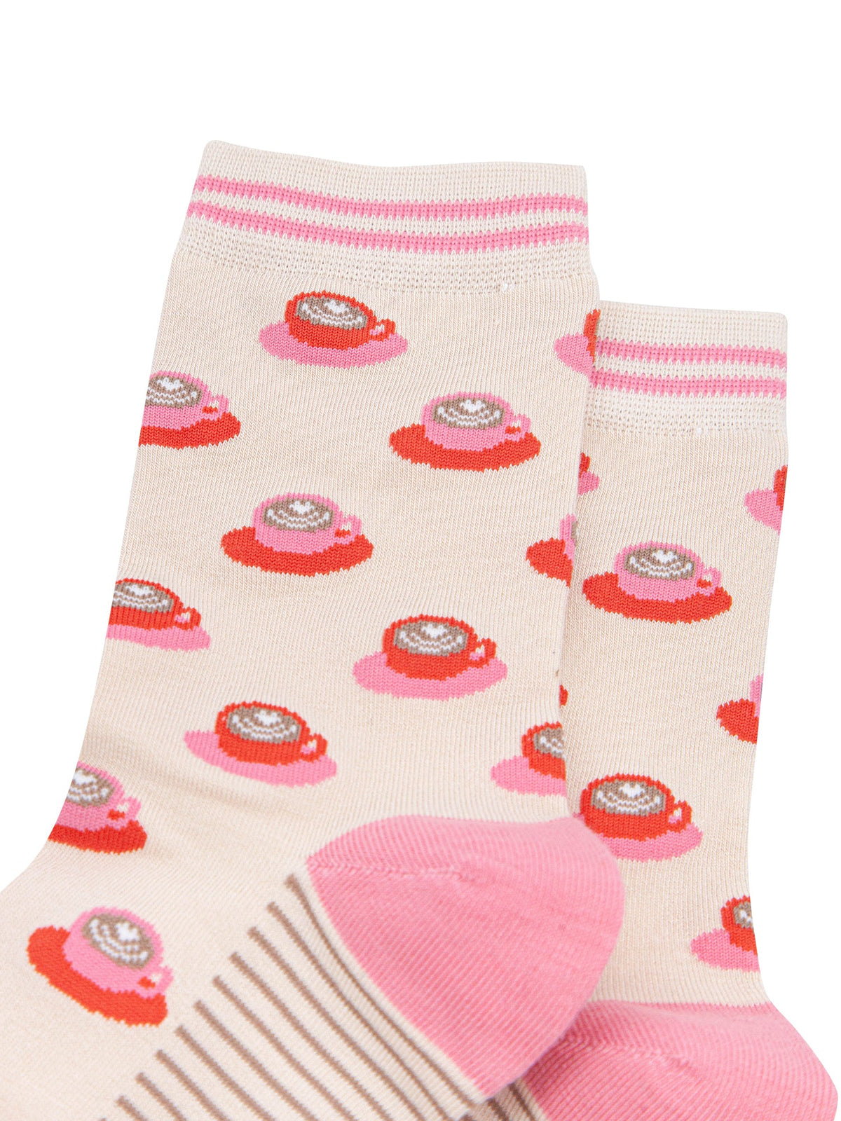 Flat-White-Coffee-Women's-Bamboo-Socks-in-Cream-Close-Up
