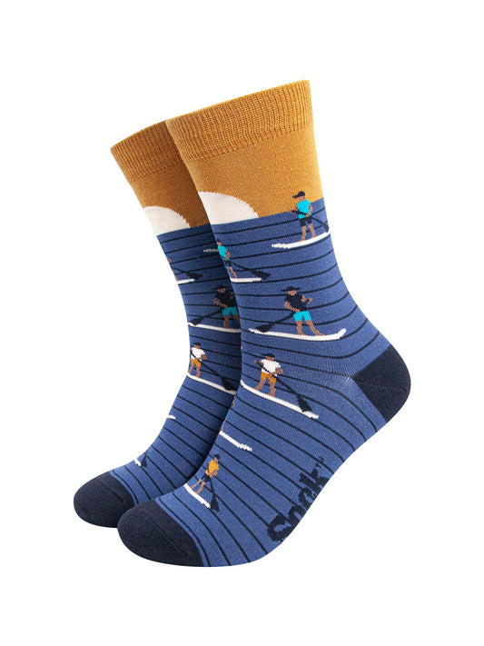 Sunset-Paddle-Boarding-Bamboo-Socks-in-Blue-Mannequin