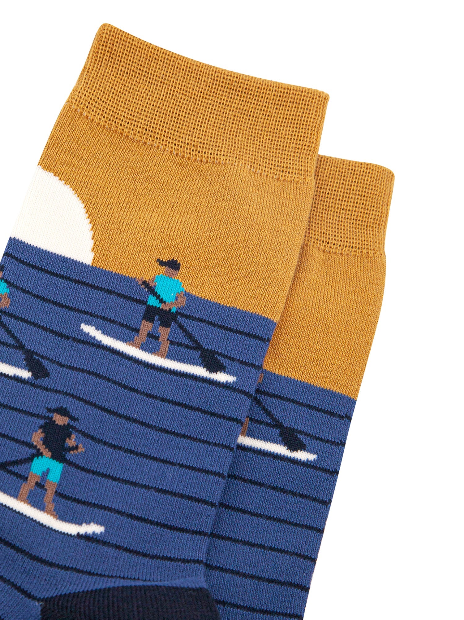 Sunset-Paddle-Boarding-Bamboo-Socks-in-Blue-Closeup