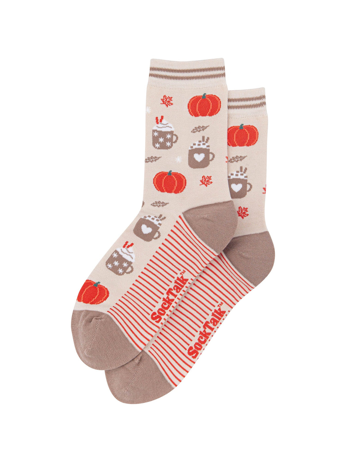Pumpkin-Spice-Women's-Bamboo-Socks-in-Cream-On-Mannequin