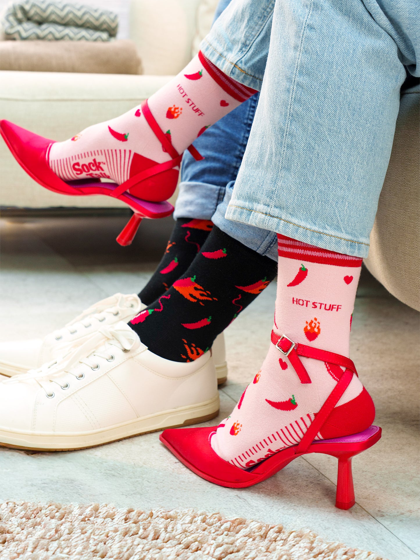 Hot-Stuff-Chilli-Pepper-Bamboo-Socks-in-Pink-Hot-Chillies-Bamboo-Socks-in-Black