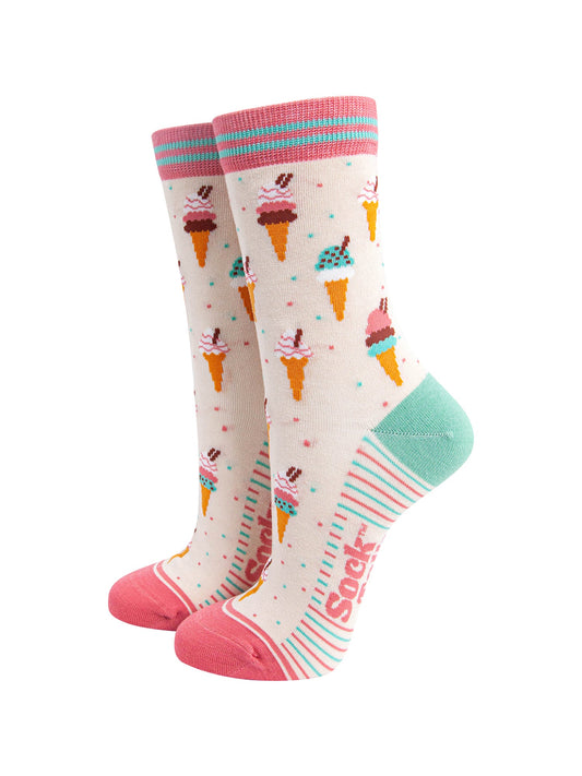 Ice-Cream-Cone-Bamboo-Socks-in-Cream-On-Mannequin