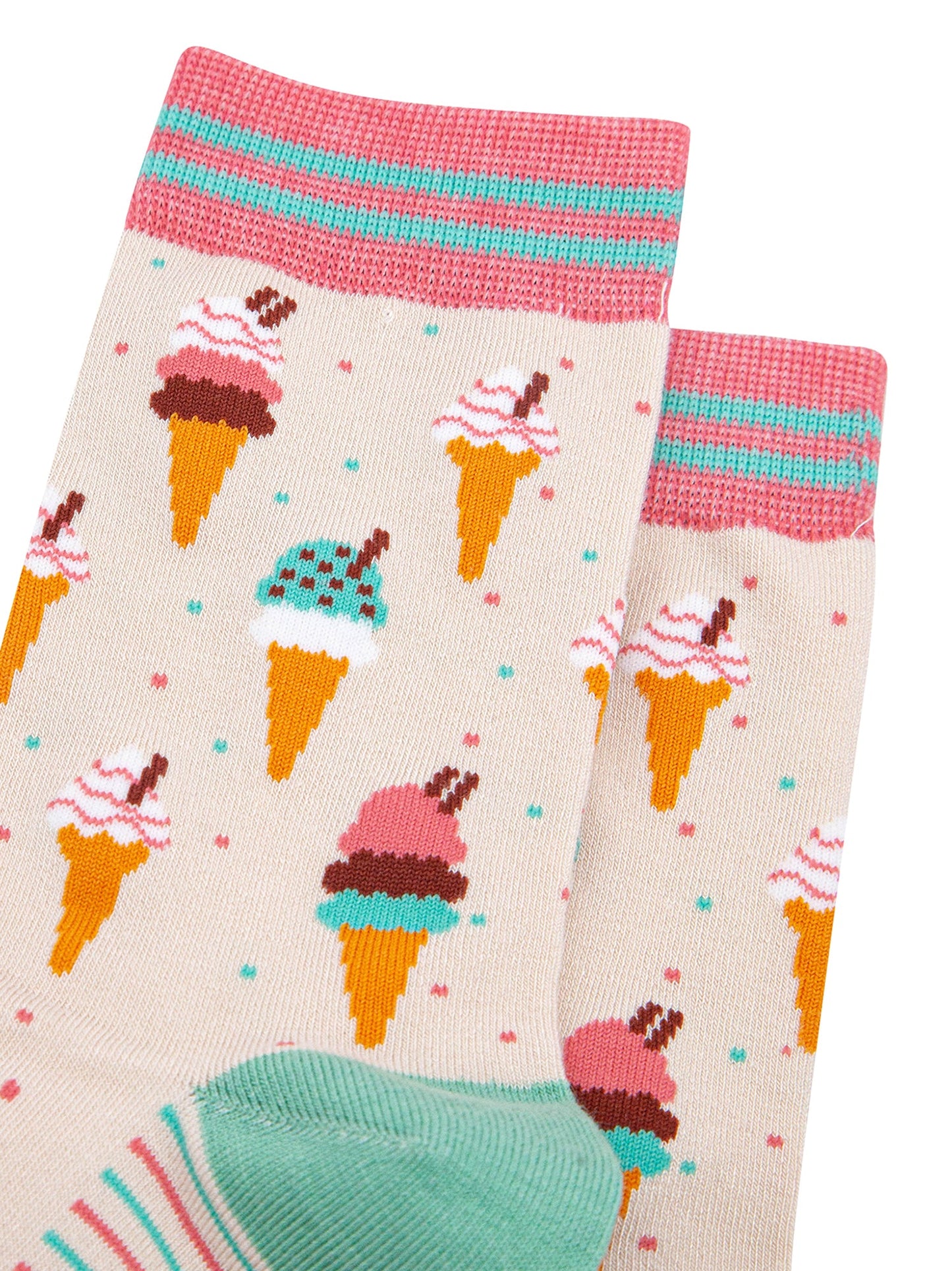 Ice-Cream-Cone-Bamboo-Socks-in-Cream-Close-Up
