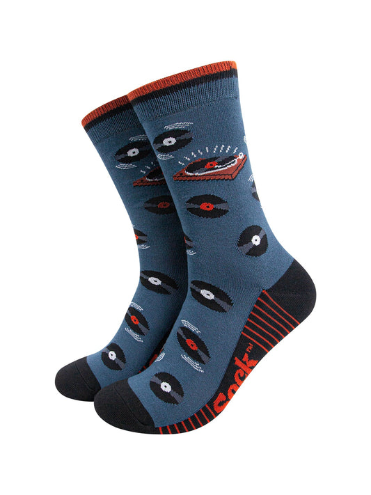 Vinyl-Records-Bamboo-Socks-in-Teal-Mannequin