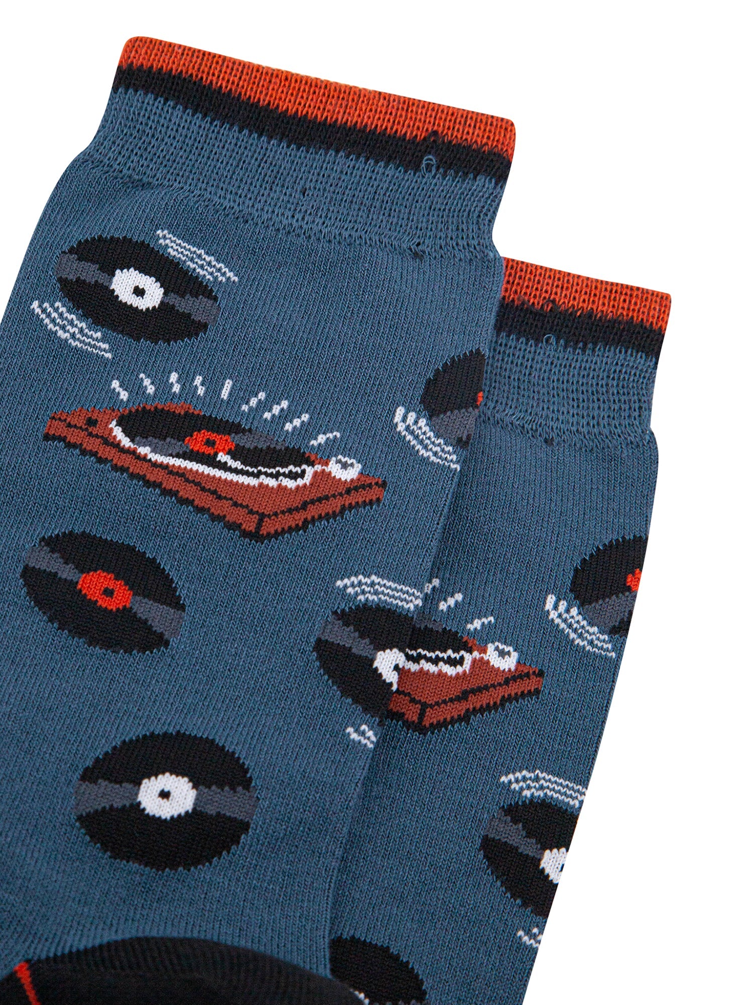 Vinyl-Records-Bamboo-Socks-in-Teal-Closeup