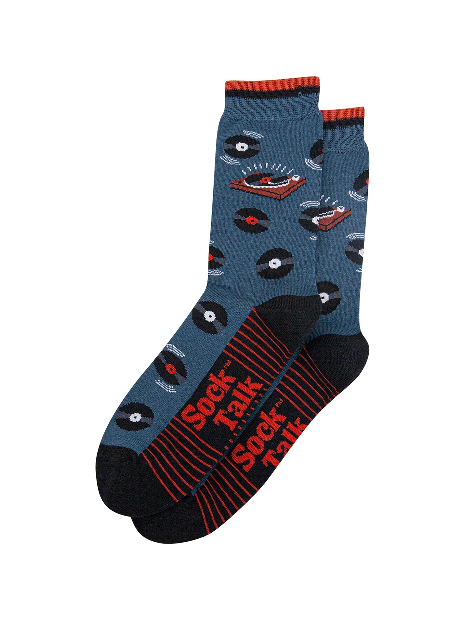 Vinyl-Records-Bamboo-Socks-in-Teal-Lying-Flat