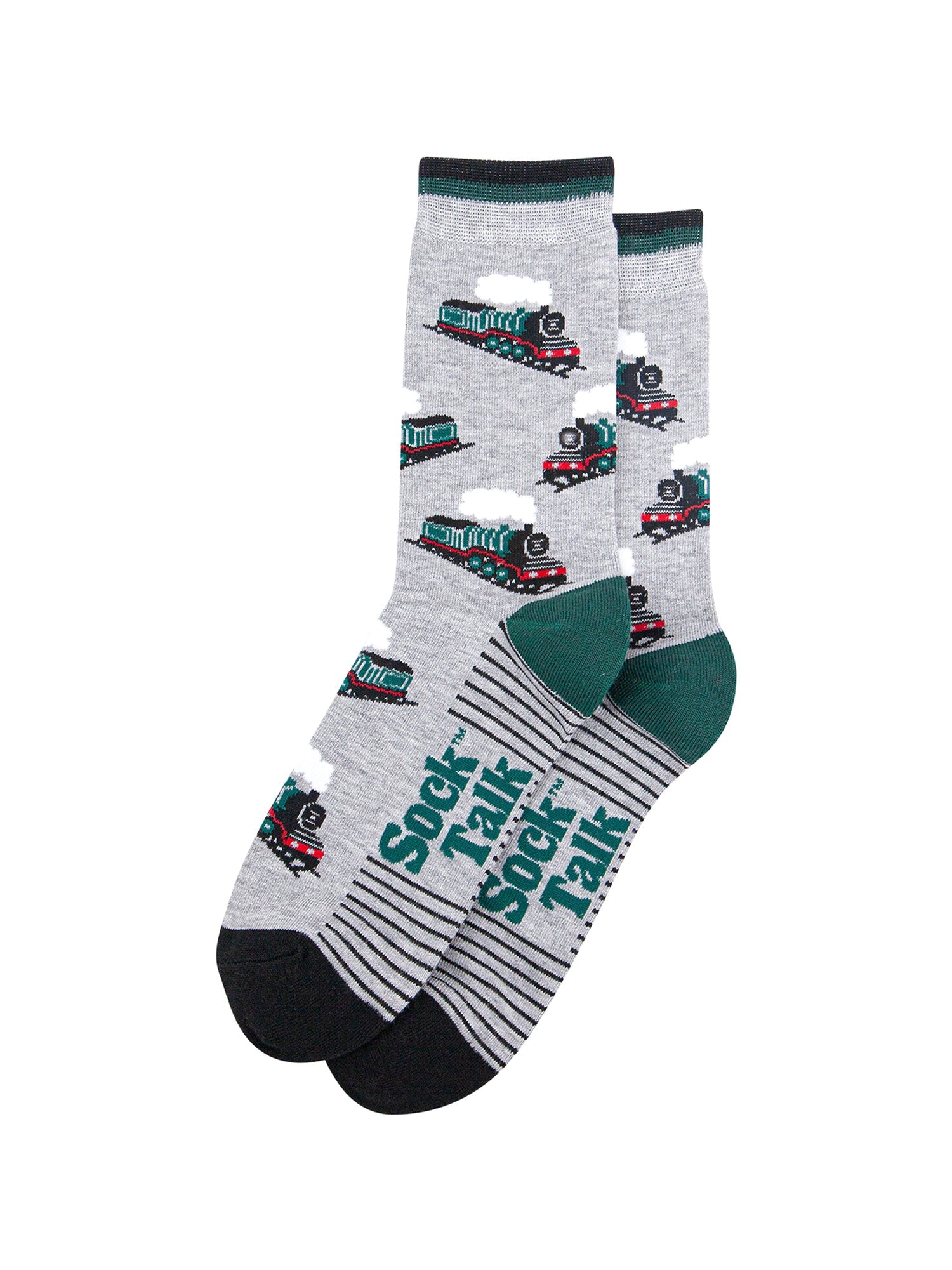 Steam-Trains-Bamboo-Socks-in-Light-Grey-Lying-Flat