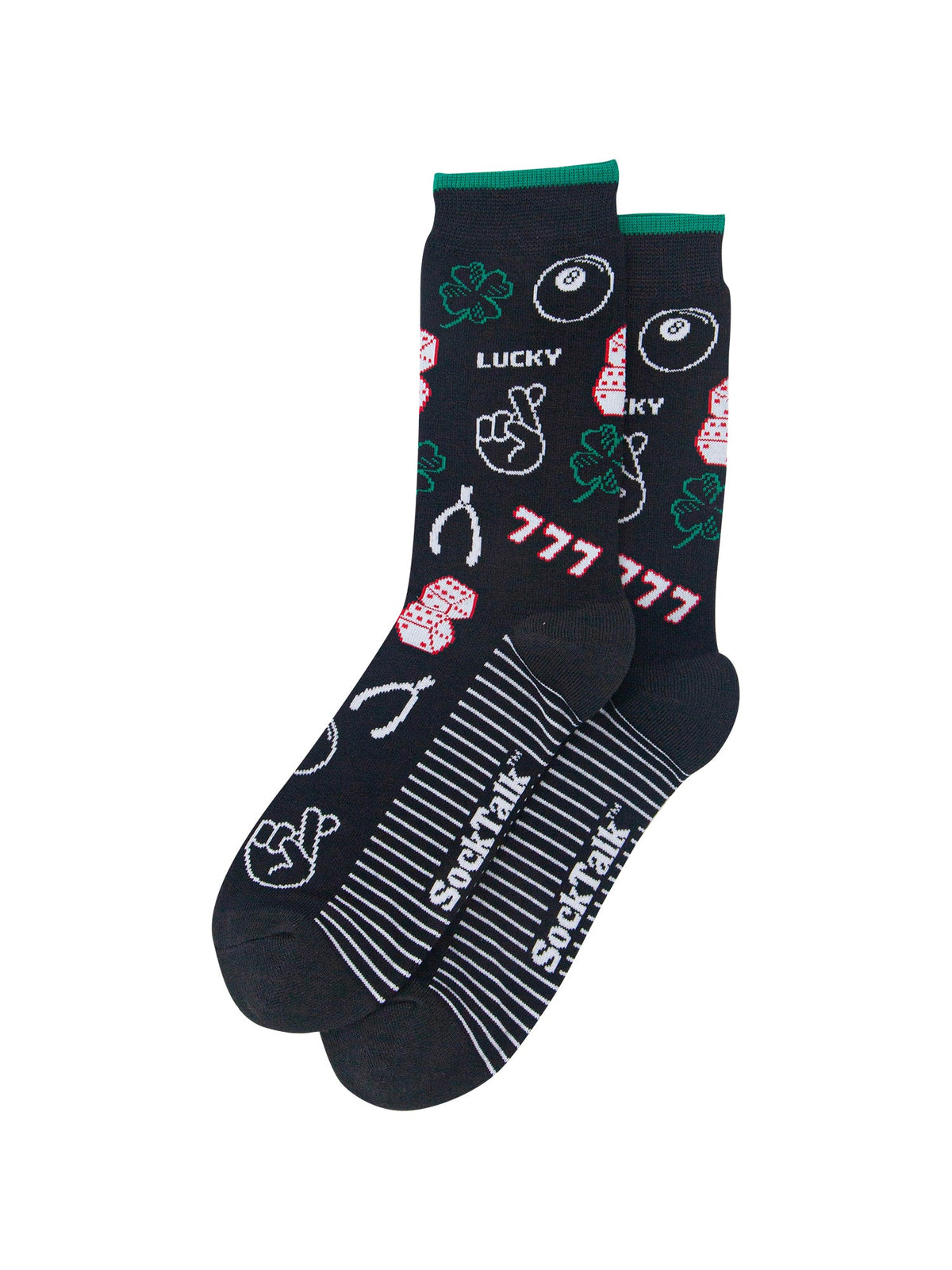 Lucky-Symbols-Men's-Bamboo-Socks-in-Black-Laid-Flat