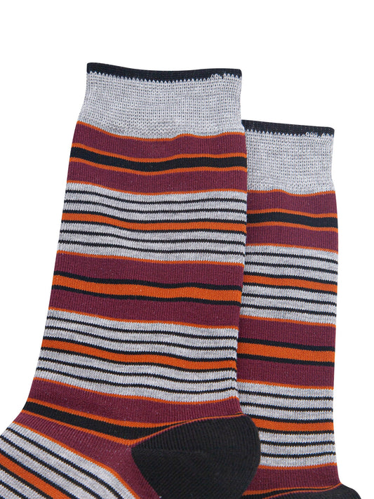 Stripey-Men's-Bamboo-Socks-in-Grey-Marl/Burgundy-Close-Up