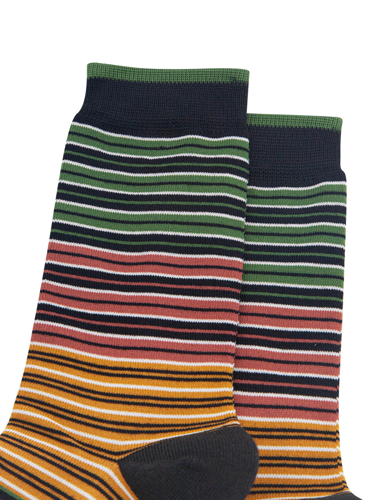 Stripey-Men's-Bamboo-Socks-in-Black/Green/Orange-Close-Up