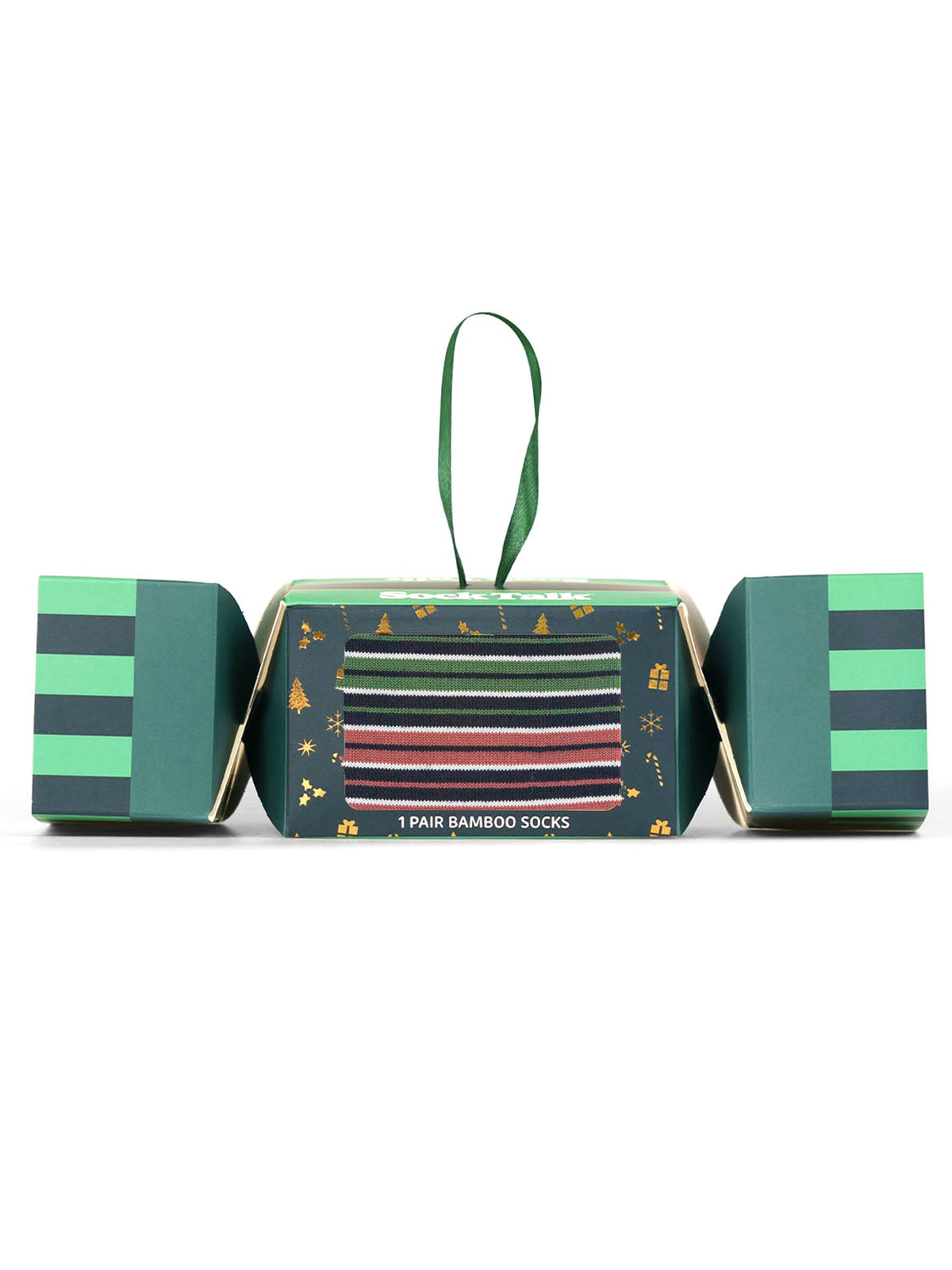 Stripe-Bamboo-Crew-Socks-Christmas-Cracker-Gift-Box-in-Khaki/Orange