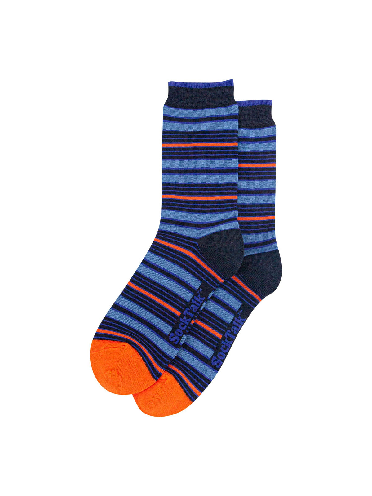 Stripe-Bamboo-Crew-Socks-Christmas-Cracker-Gift-Box-in-Navy Blue/Orange