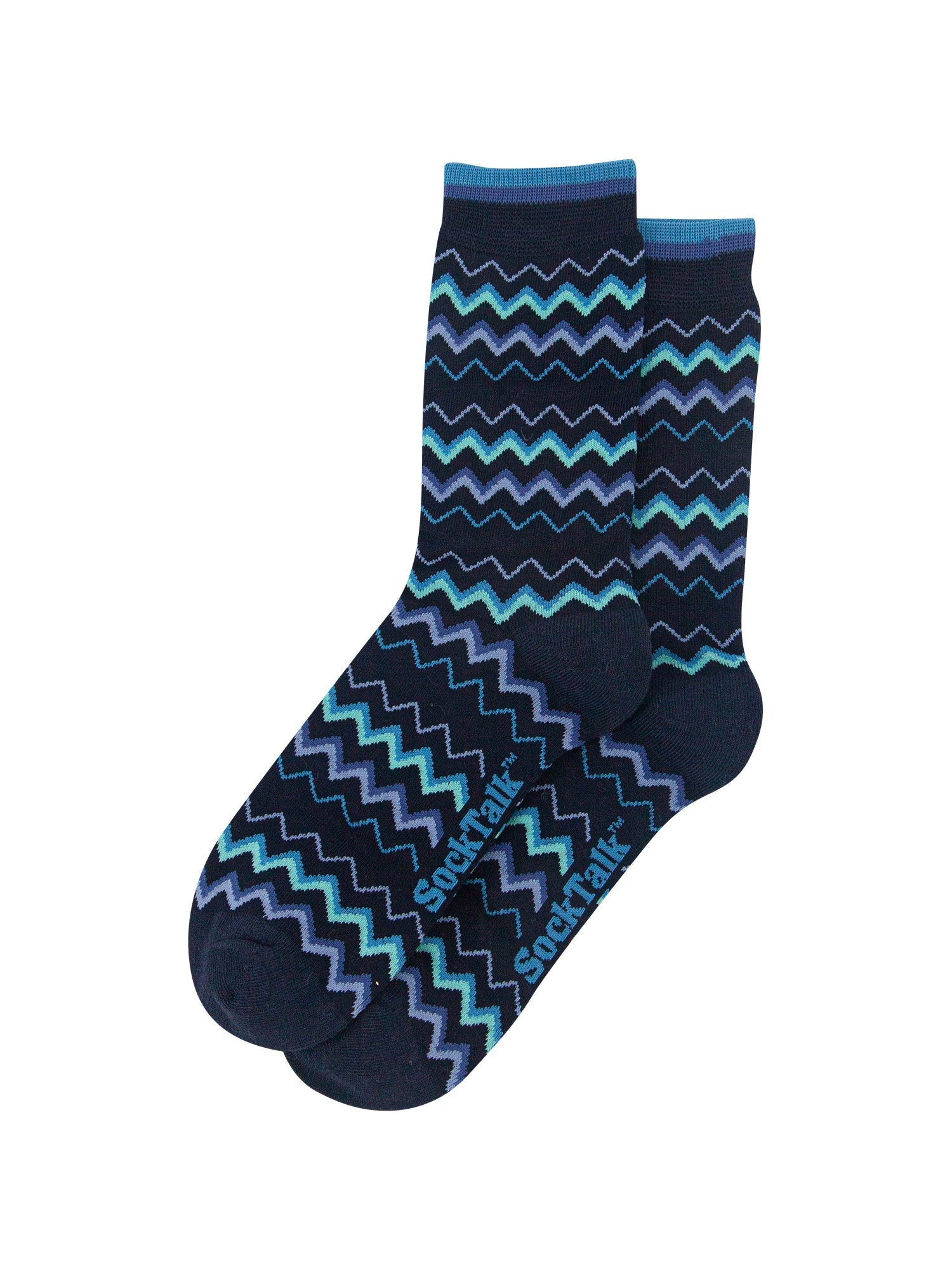 Zig-Zag-Men's-Bamboo-Socks-in-Navy-Laid-Flat