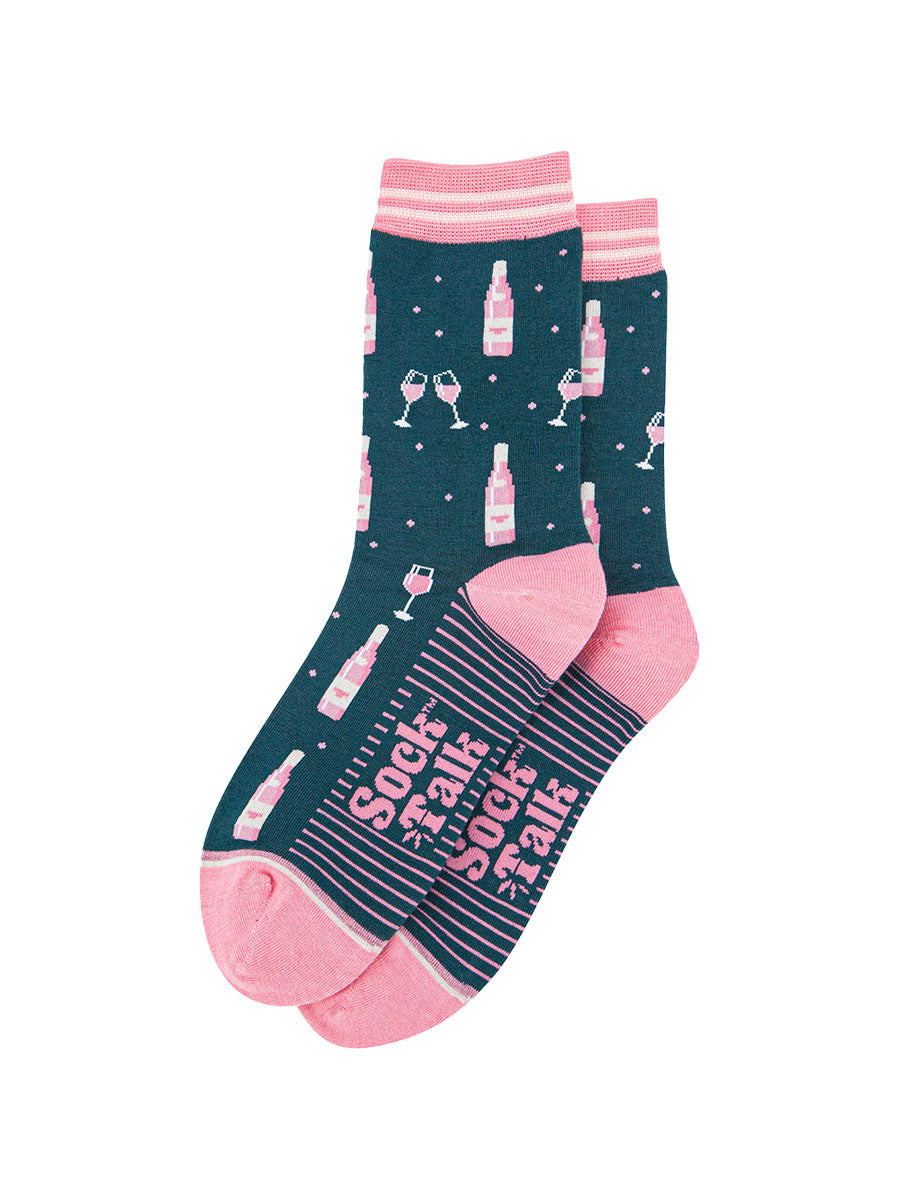 womens-bamboo-socks-forest-green-light-pink-rose-wine-laying-flat