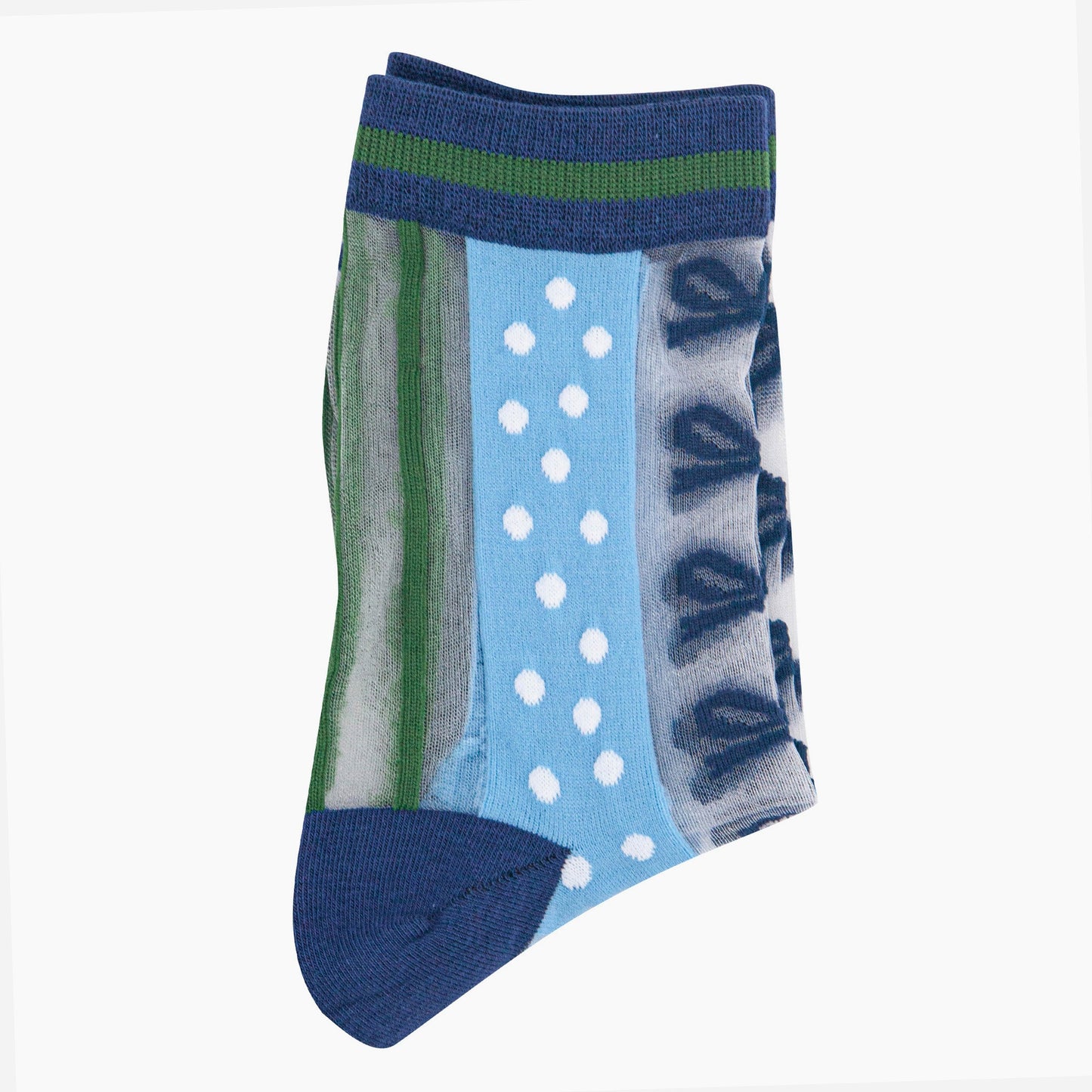 womens-sheer-ankle-socks-blue-green-stripe-bow-close-up