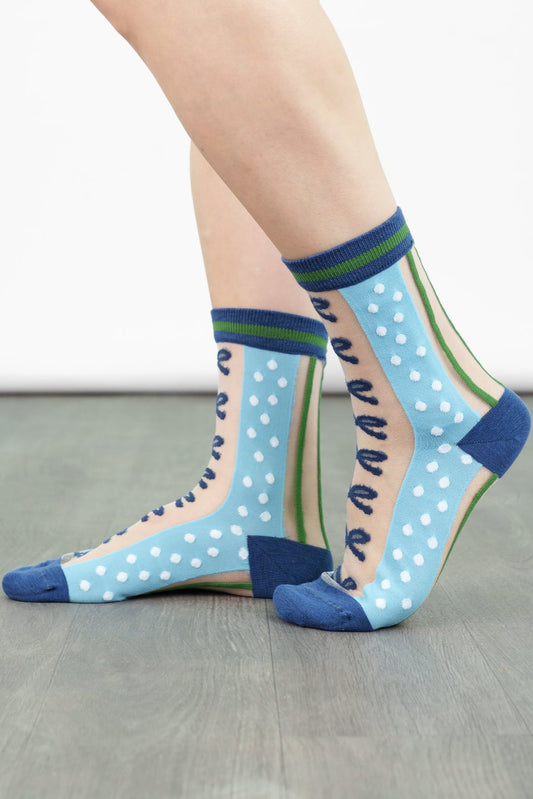 womens-sheer-ankle-socks-blue-green-stripe-bow-popsocks-nylons