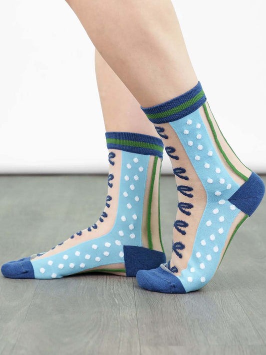womens-sheer-ankle-socks-blue-green-stripe-bow-popsocks-nylons
