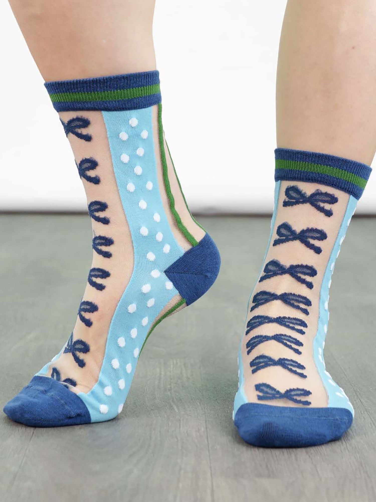 womens-sheer-ankle-socks-blue-green-stripe-bow-popsocks-nylons