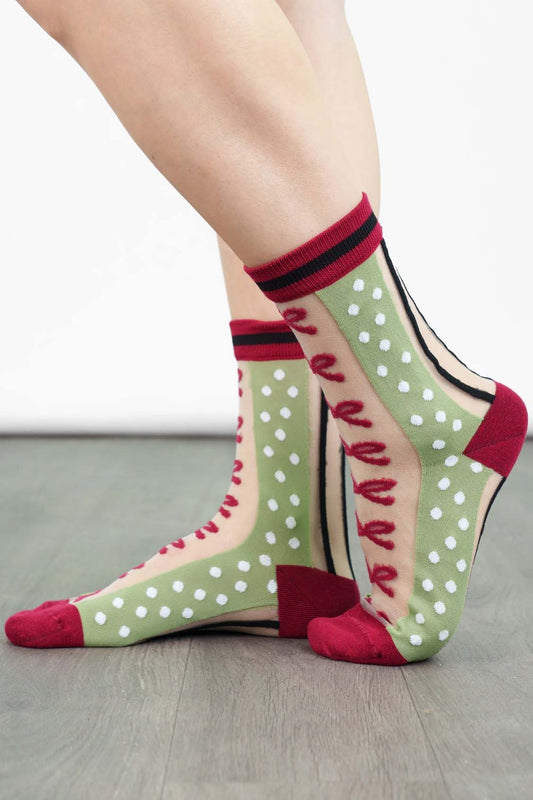 womens-sheer-ankle-socks-green-red-stripe-bow-popsocks