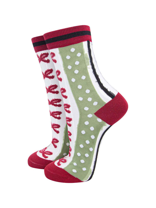 womens-sheer-ankle-socks-green-red-stripe-bow-popsocks