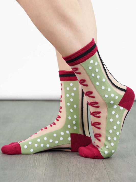 womens-sheer-ankle-socks-green-red-stripe-bow-popsocks