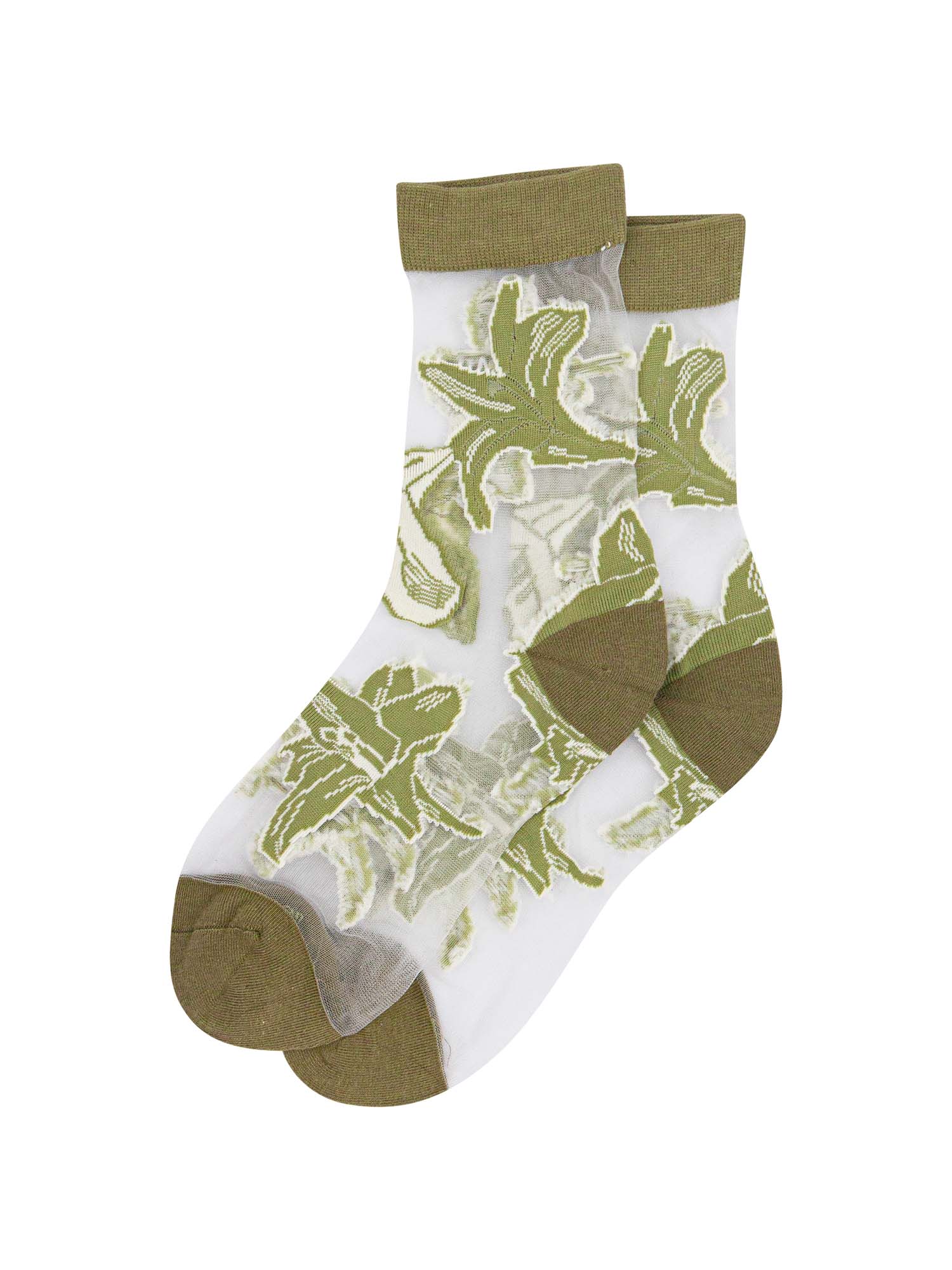 womens-sheer-ankle-socks-green-floral-see-through