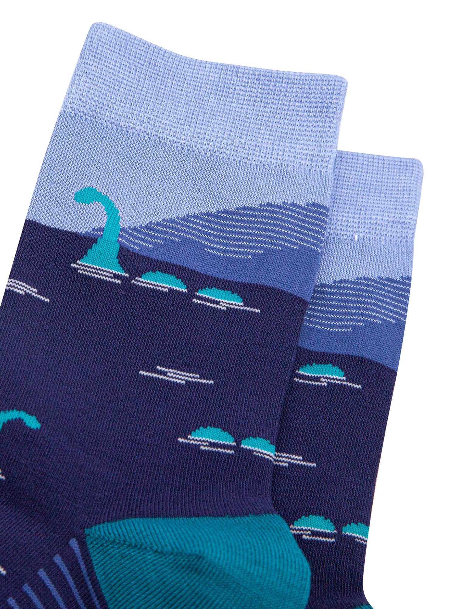 Loch-Ness-Monster-Bamboo-Socks-in-Blue-Close-Up