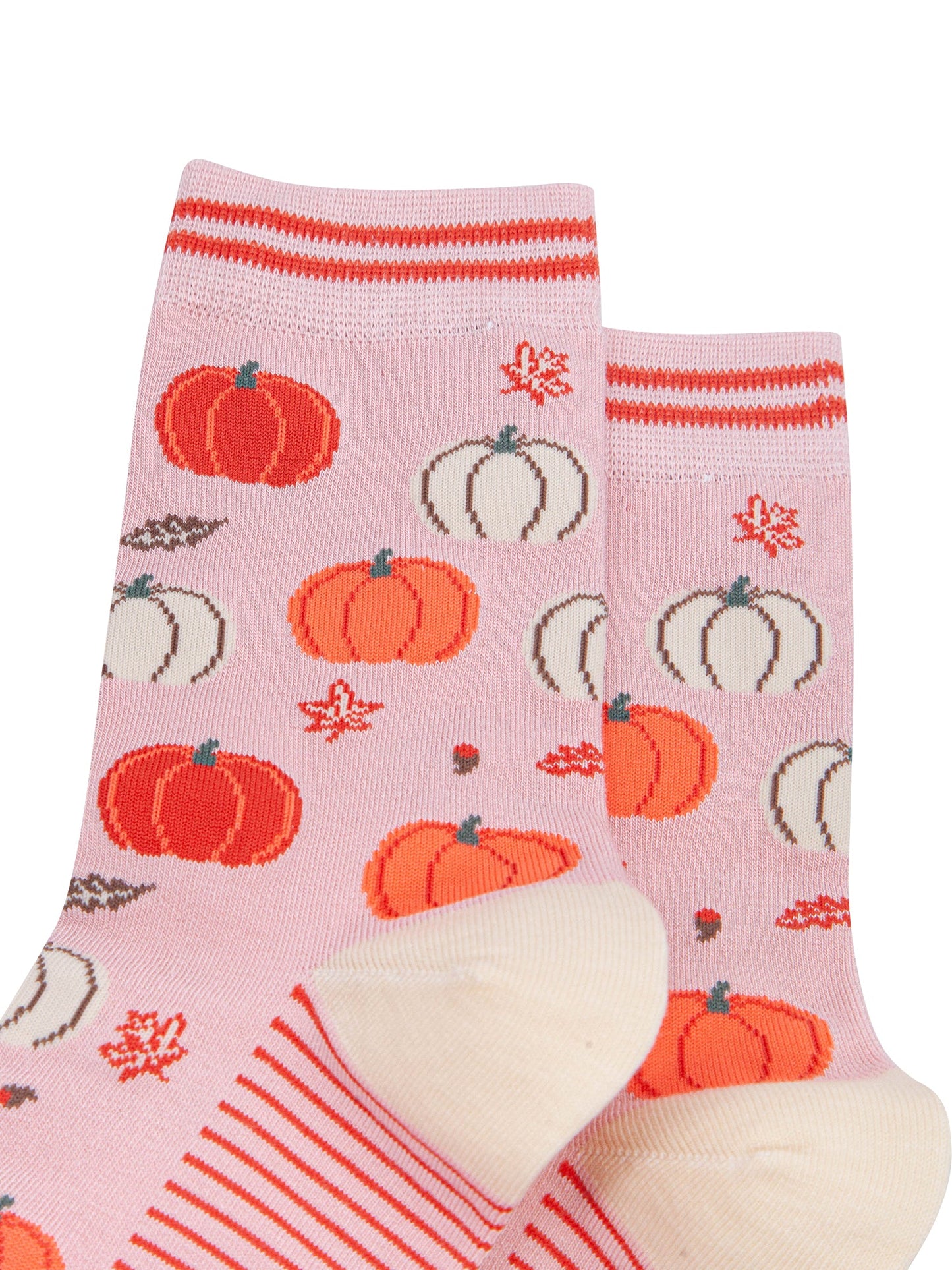 Pumpkin-Women's-Bamboo-Socks-in-Soft-Pink-Close-Up