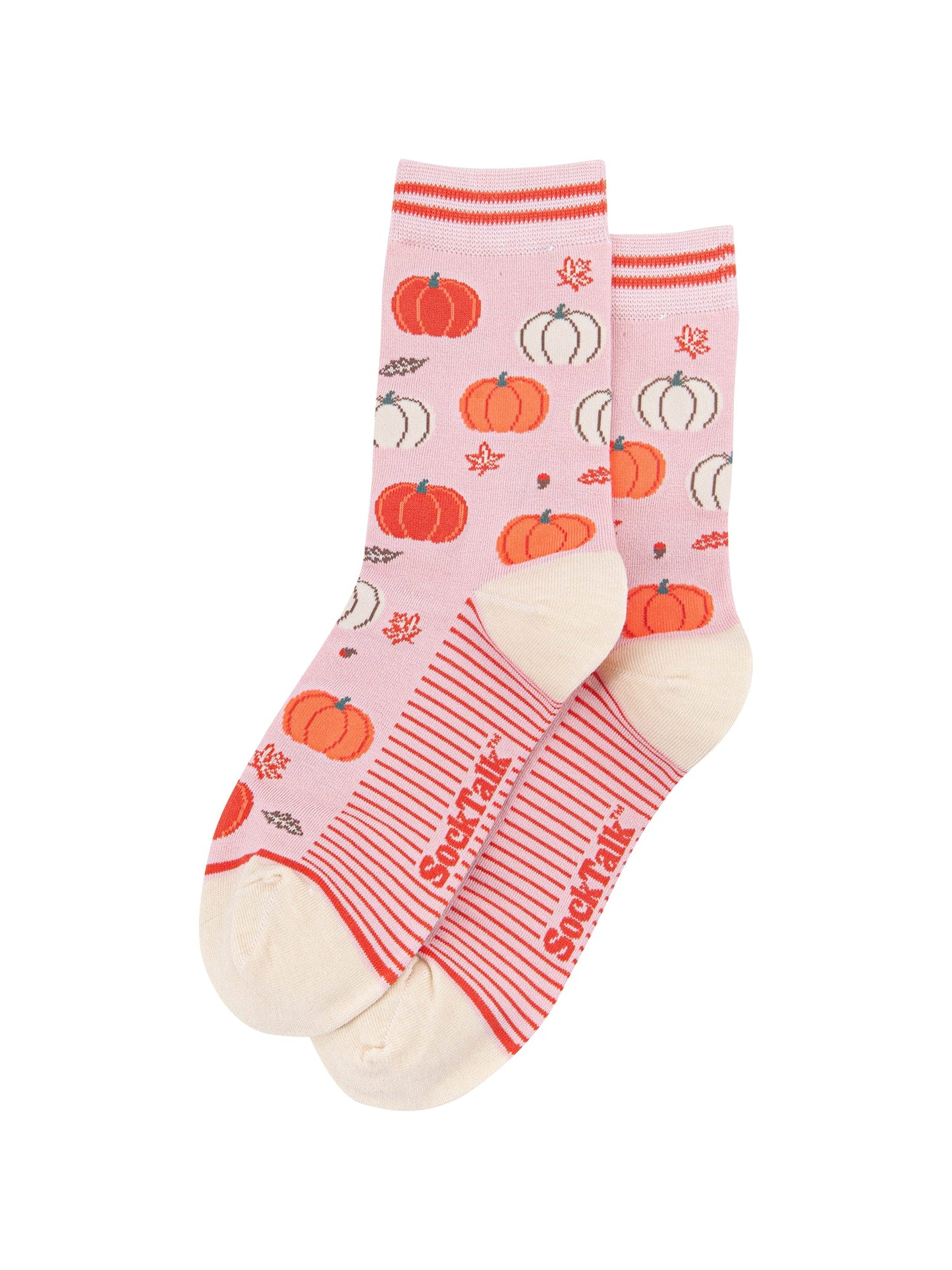 Pumpkin-Women's-Bamboo-Socks-in-Soft-Pink-Laid-Flat